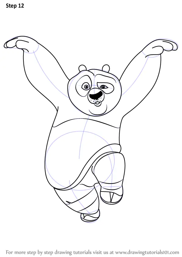 Step by Step How to Draw Po Giant Panda from Kung Fu Panda