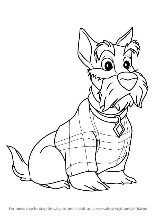 Download Step by Step How to Draw Jock from Lady and the Tramp : DrawingTutorials101.com
