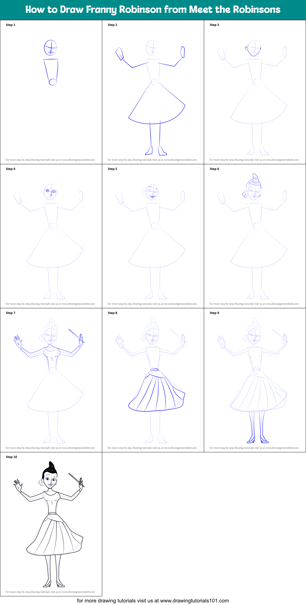 How to Draw Franny Robinson from Meet the Robinsons printable step by ...