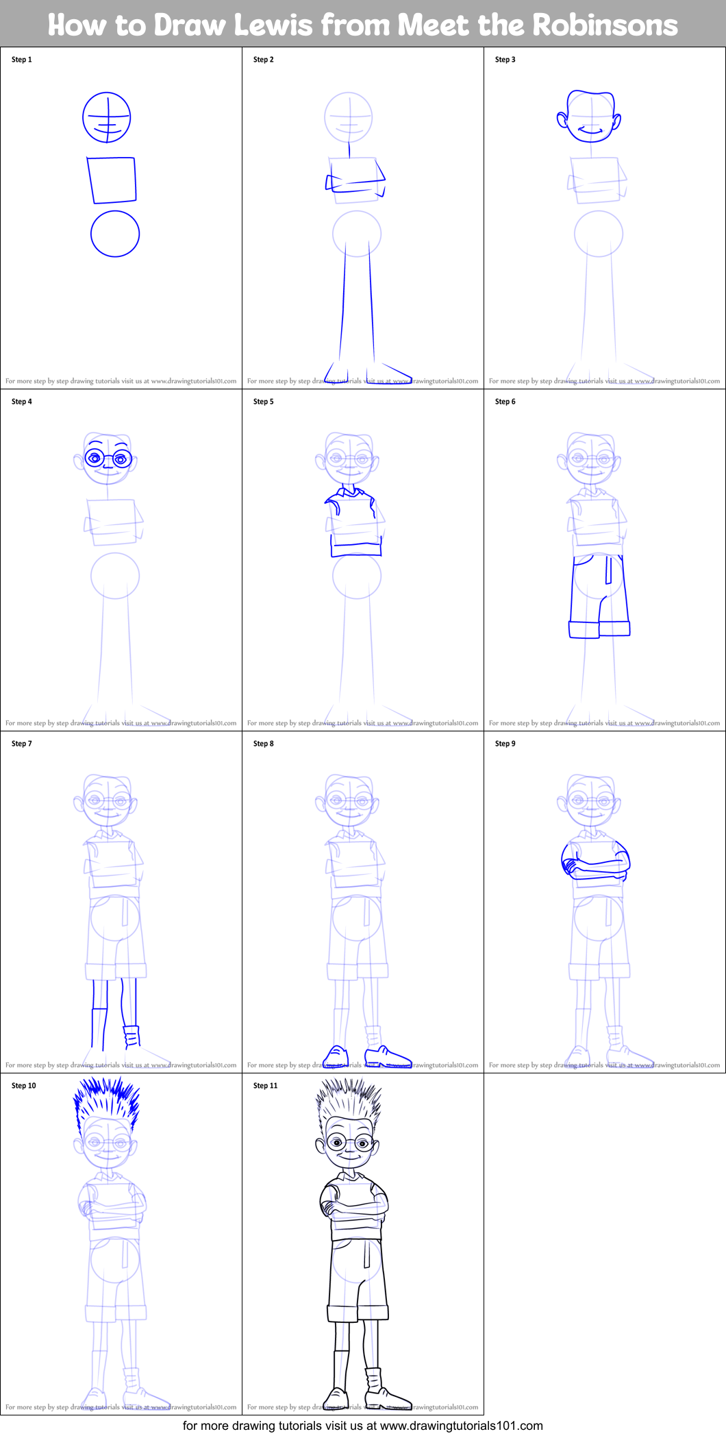 How to Draw Lewis from Meet the Robinsons printable step by step ...