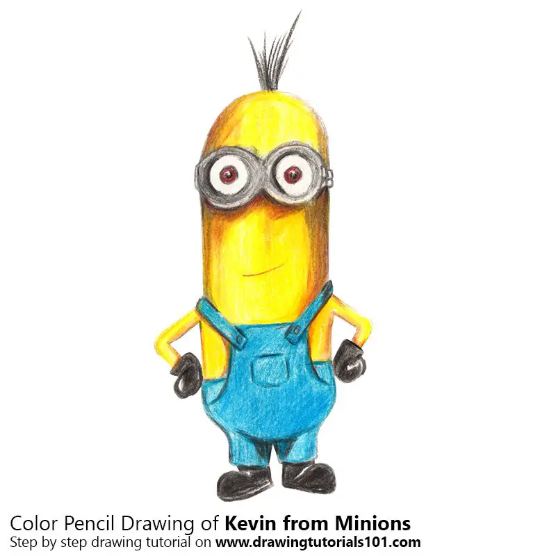 Kevin from Minions Color Pencil Drawing
