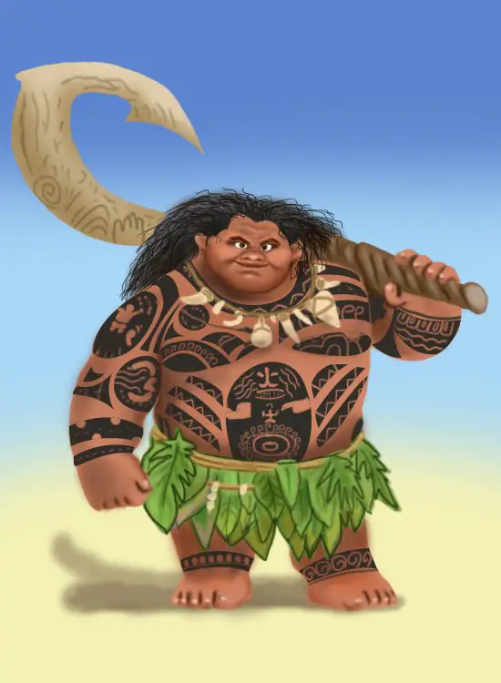 Learn How to Draw Maui from Moana (Moana) Step by Step : Drawing Tutorials