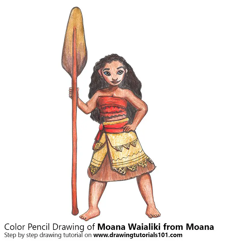 Moana Waialiki Color Pencil Drawing