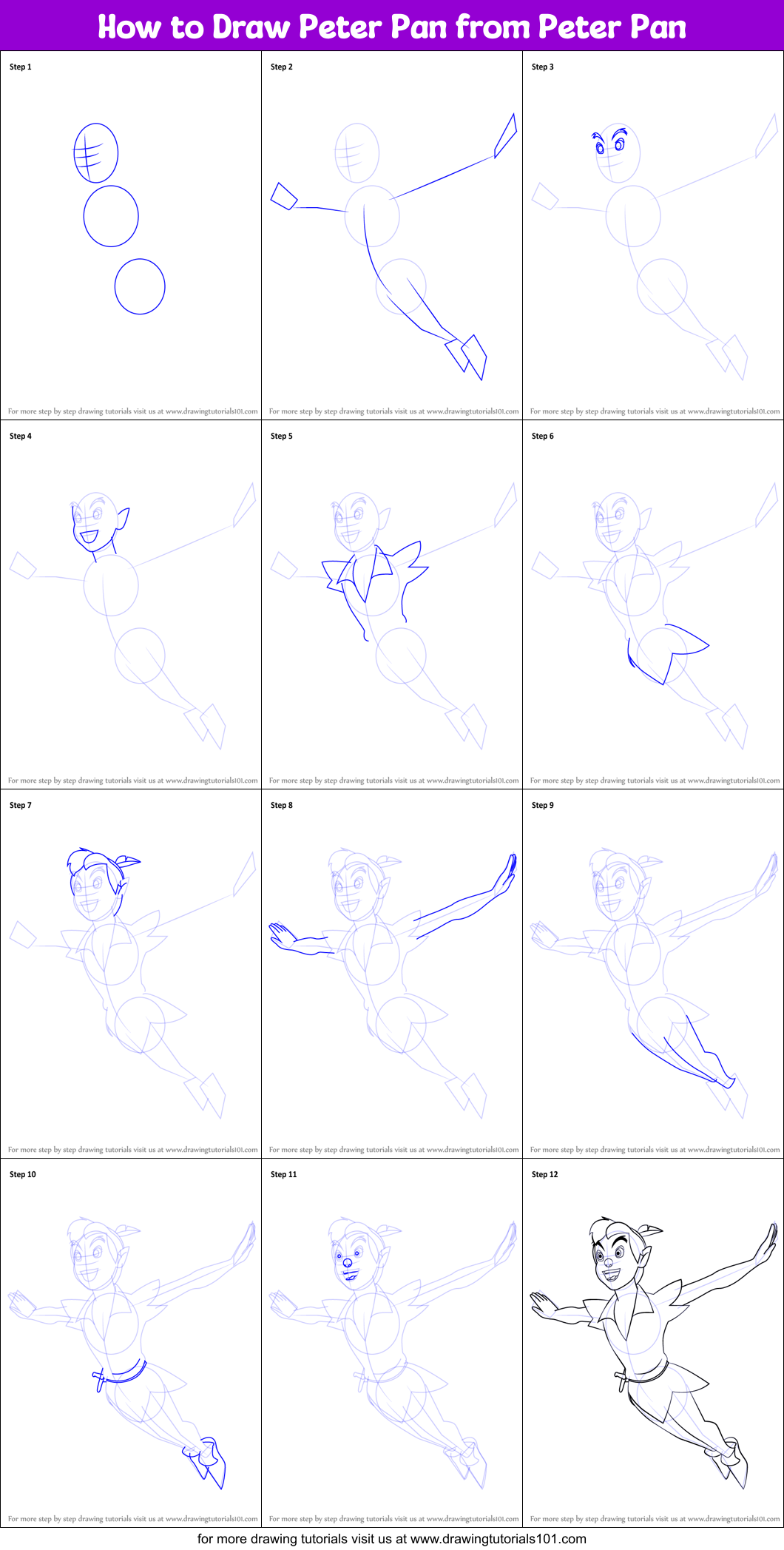 How to Draw Peter Pan from Peter Pan printable step by step drawing ...