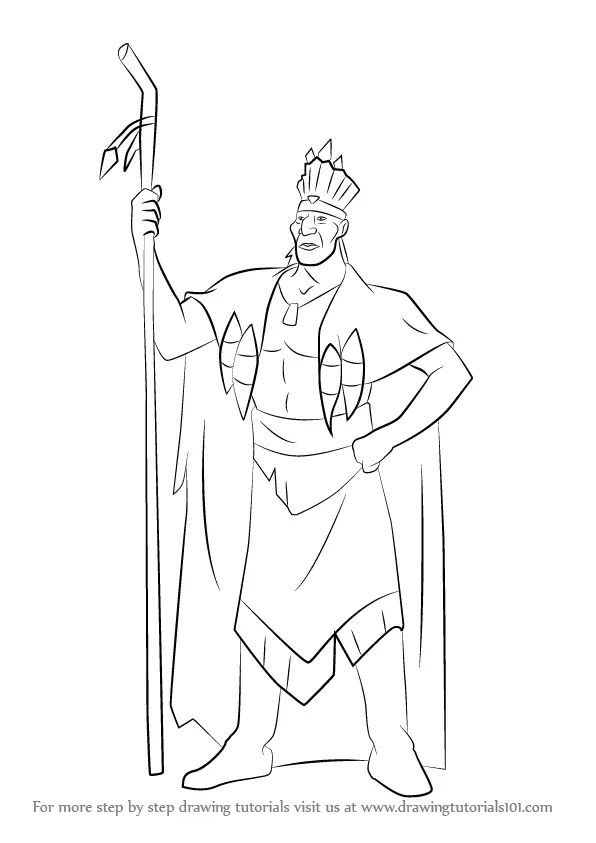 Learn How to Draw Chief Powhatan from Pocahontas (Pocahontas) Step by