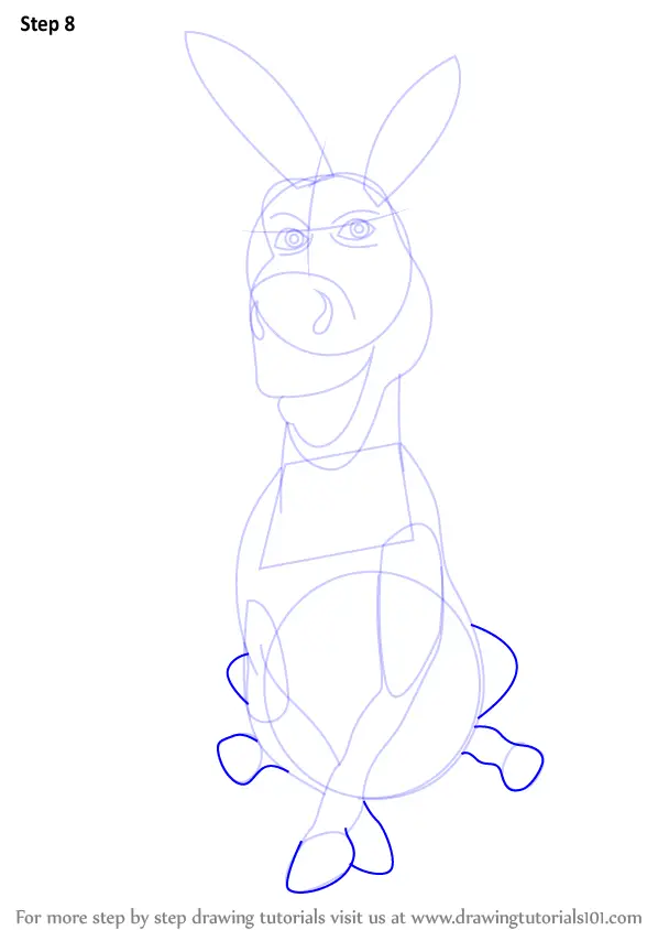 Learn How to Draw Donkey from Shrek (Shrek) Step by Step : Drawing