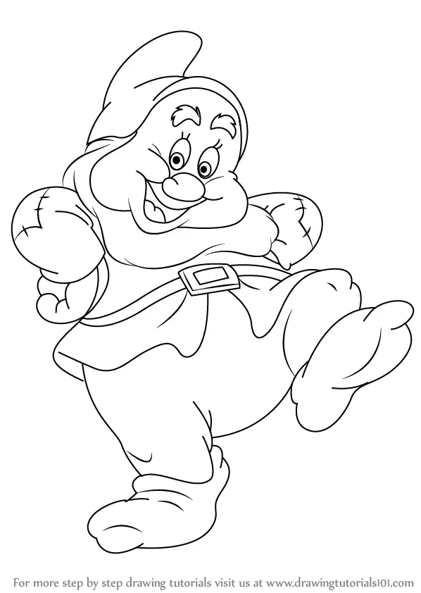 How to Draw Happy Dwarf from Snow White and the Seven Dwarfs. 