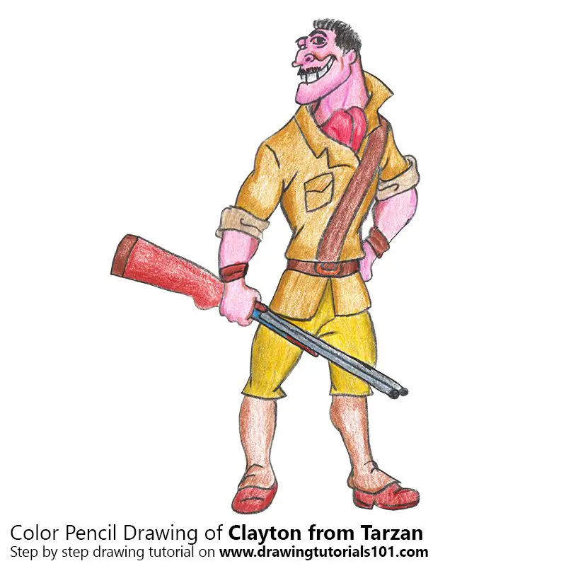 Clayton from Tarzan Color Pencil Drawing