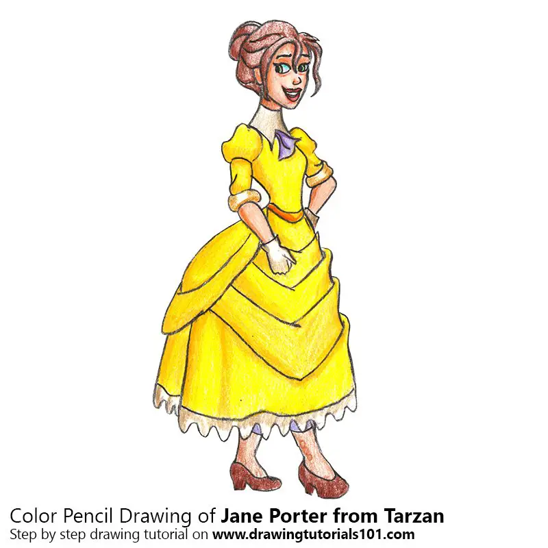 Jane Porter from Tarzan Color Pencil Drawing