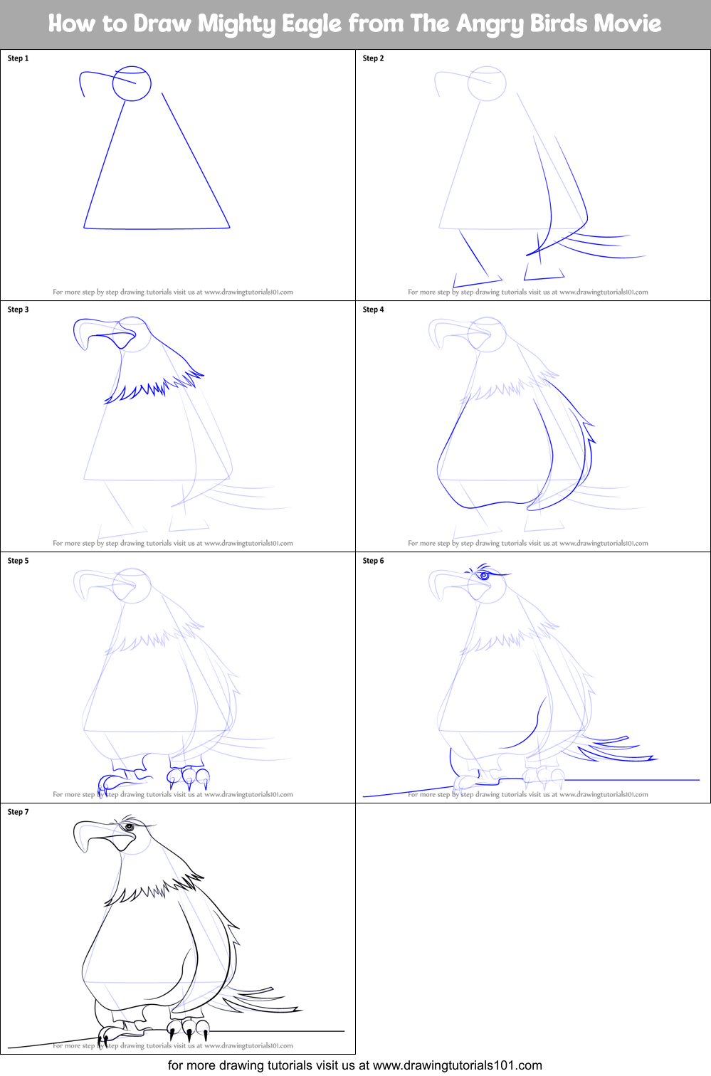 How to Draw Mighty Eagle from The Angry Birds Movie printable step by