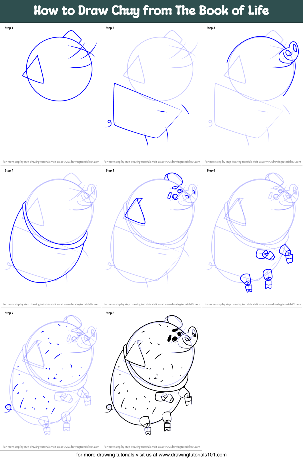 How to Draw Chuy from The Book of Life printable step by step drawing ...