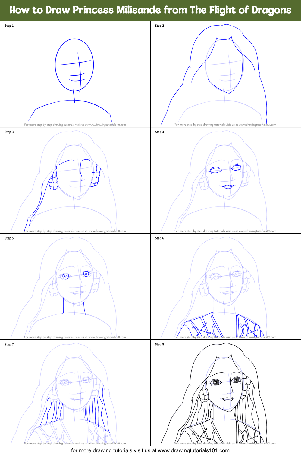 How to Draw Princess Milisande from The Flight of Dragons printable ...