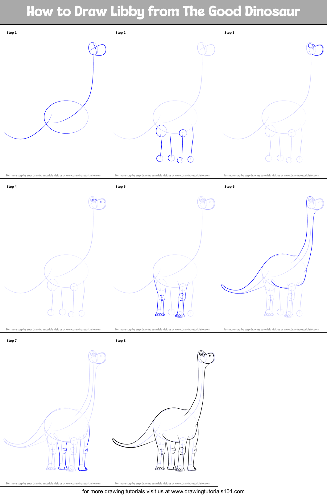 How to Draw Libby from The Good Dinosaur printable step by step drawing ...