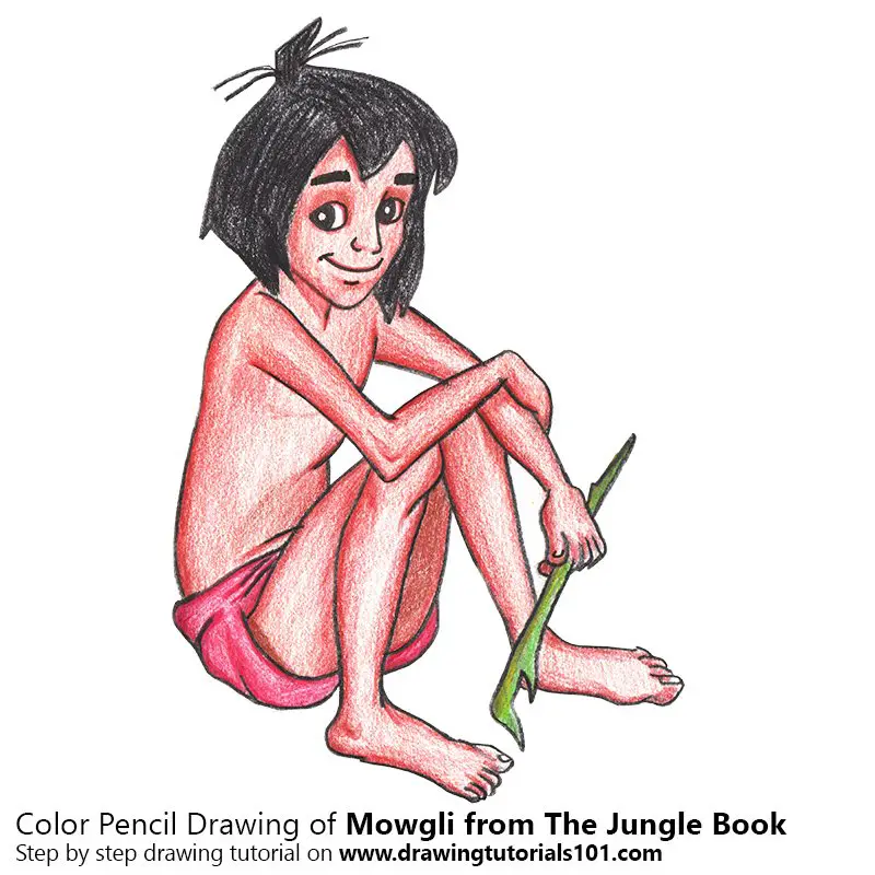 Mowgli from The Jungle Book Color Pencil Drawing