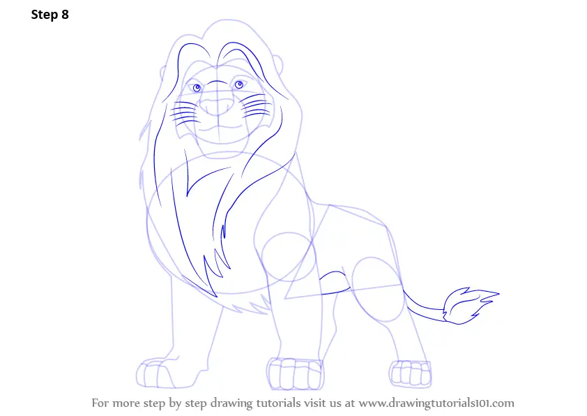 Learn How to Draw Mufasa from The Lion King (The Lion King) Step by