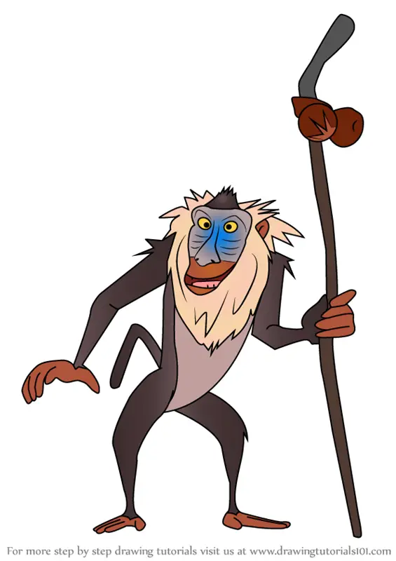 Learn How to Draw Rafiki from The Lion King (The Lion King) Step by