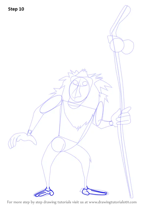 Learn How to Draw Rafiki from The Lion King (The Lion King) Step by