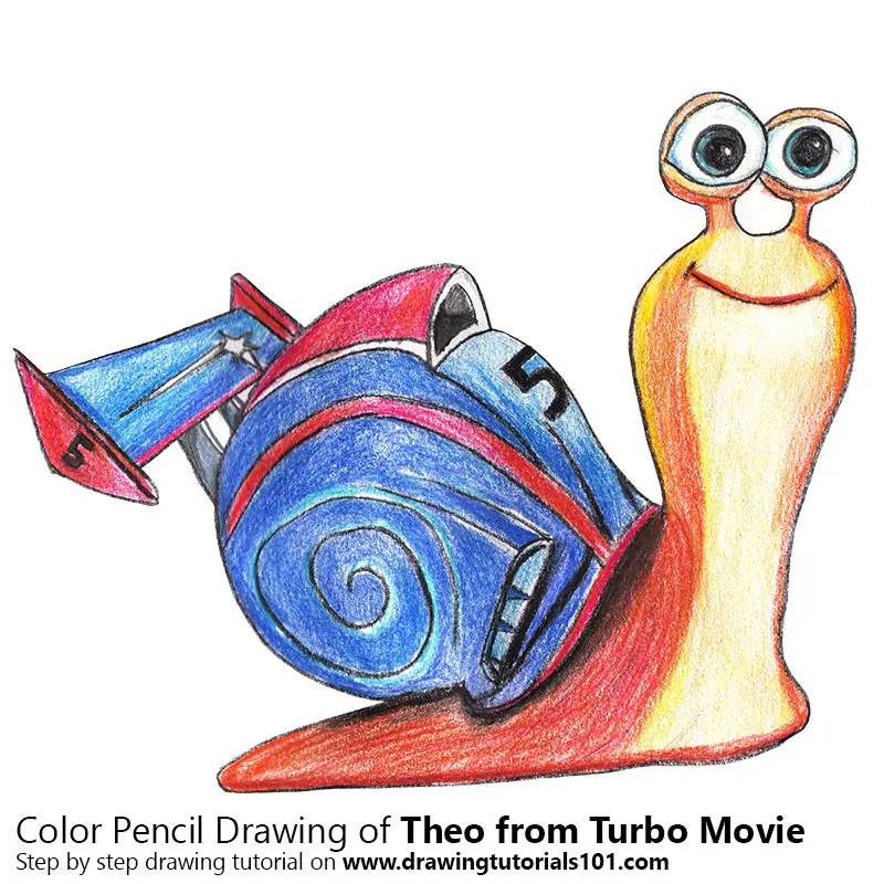 Theo from Turbo Movie Color Pencil Drawing