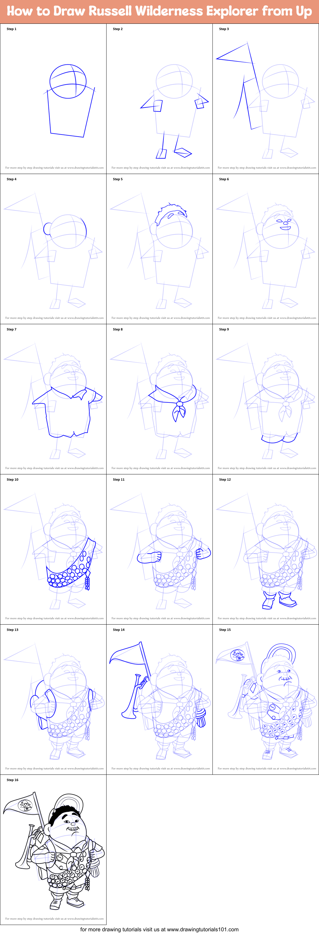 How to Draw Russell Wilderness Explorer from Up printable step by step ...