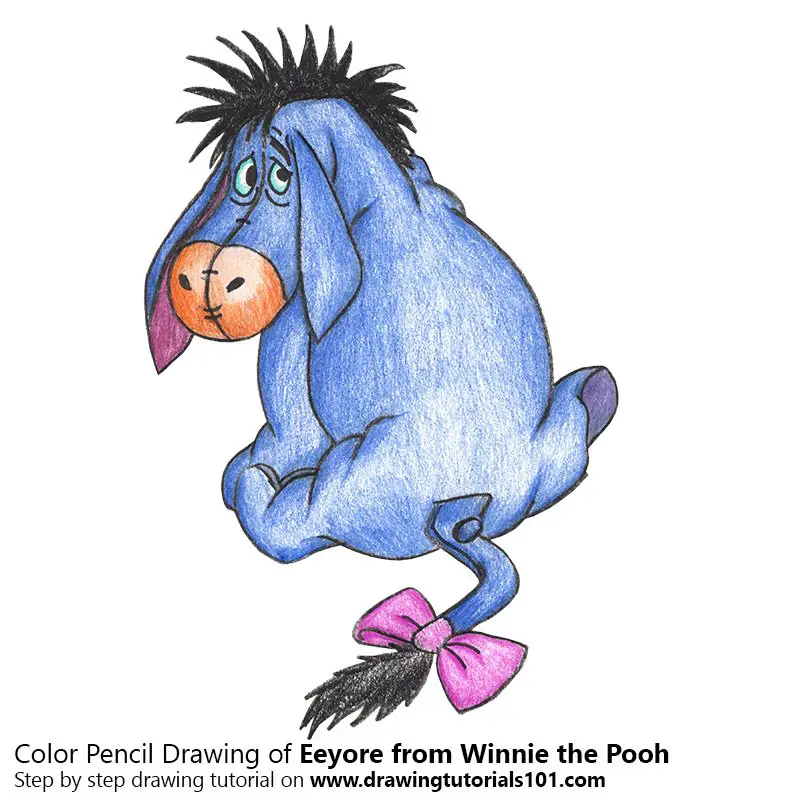 Eeyore from Winnie the Pooh Color Pencil Drawing