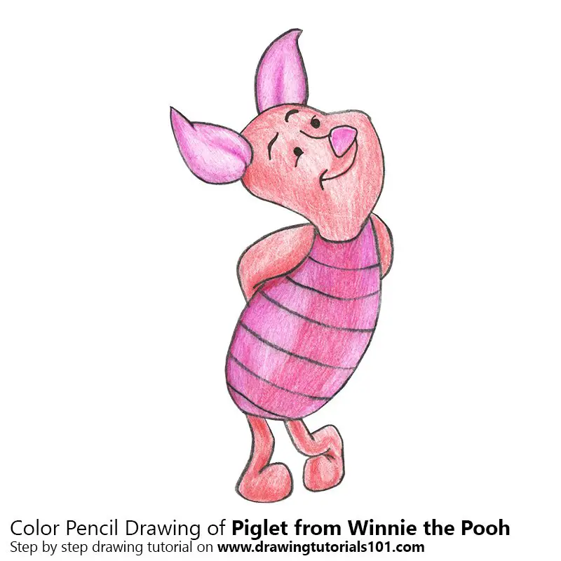 Piglet from Winnie the Pooh Color Pencil Drawing