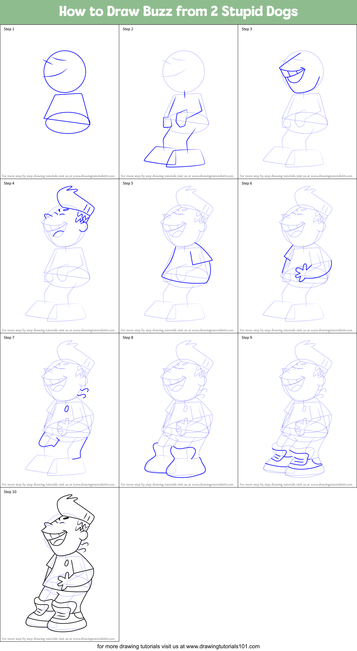 How to Draw Buzz from 2 Stupid Dogs printable step by step drawing ...