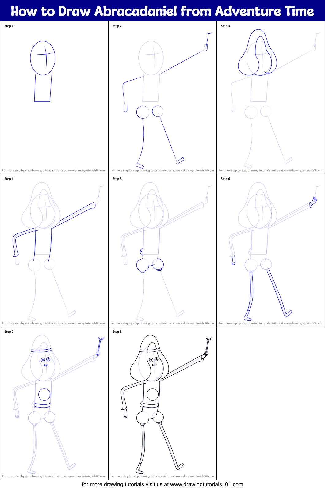 How To Draw Abracadaniel From Adventure Time Printable Step By Step 