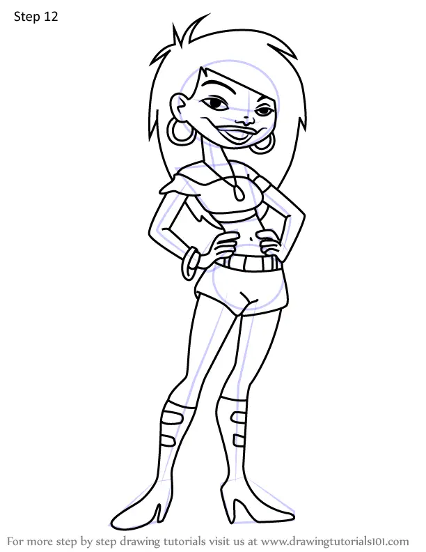 Step by Step How to Draw Shaniqua Chulavista from American Dragon Jake ...