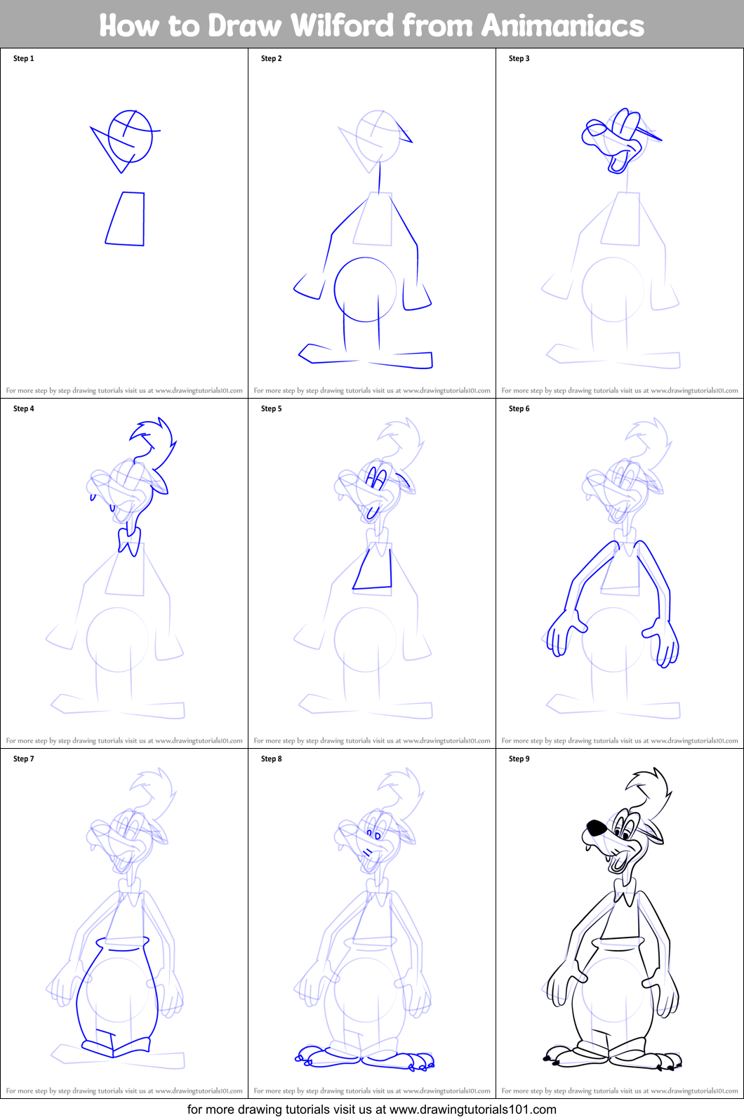 How to Draw Wilford from Animaniacs printable step by step drawing ...