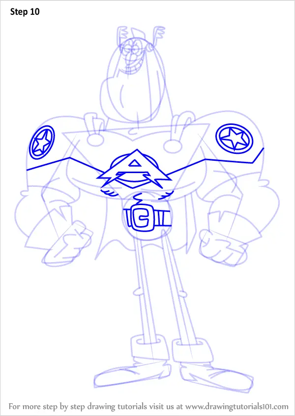 Step by Step How to Draw Captain Atomic from Atomic Puppet