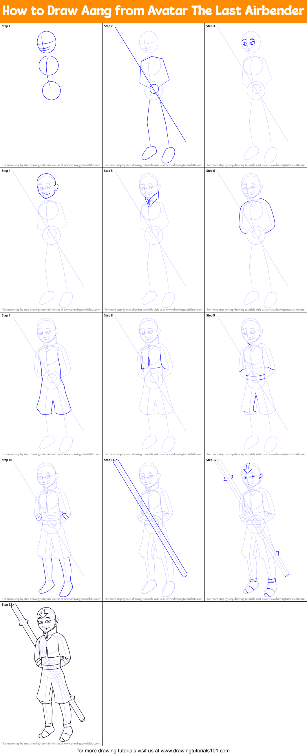 How To Draw Aang From Avatar The Last Airbender Printable Step By Step Drawing Sheet 1002