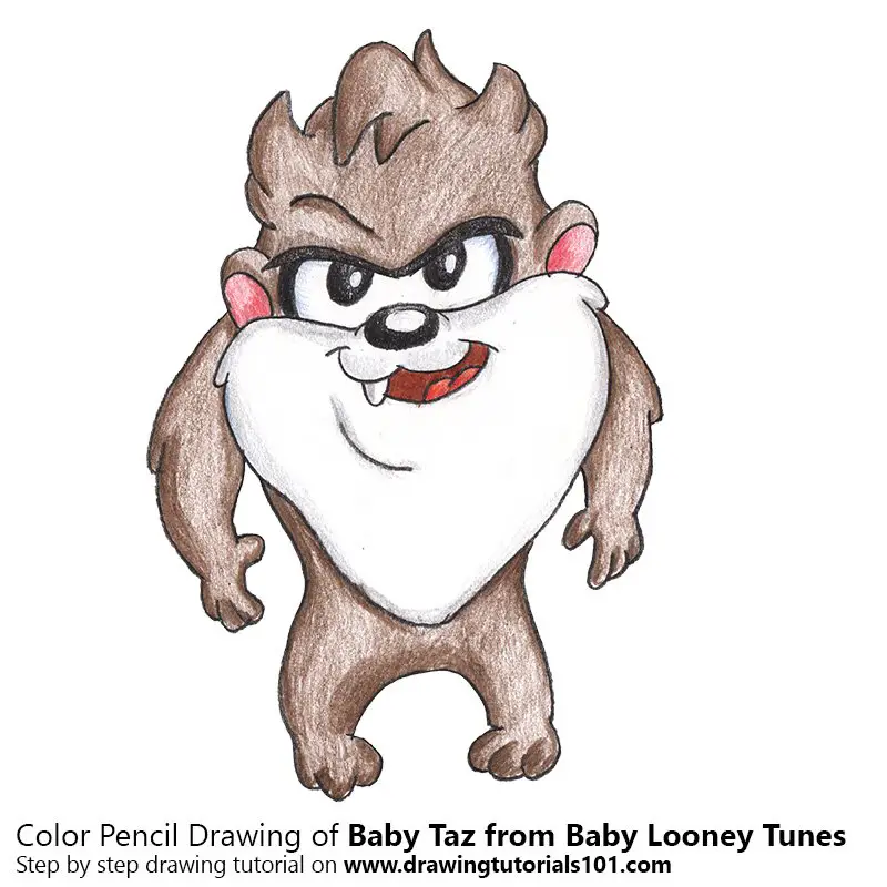 Baby Taz from Baby Looney Tunes Color Pencil Drawing