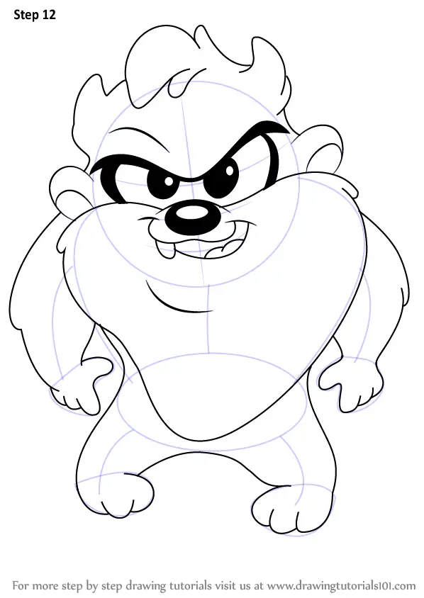 Grillo fuego Alerta Step by Step How to Draw Baby Taz from Baby Looney Tunes :  DrawingTutorials101.com
