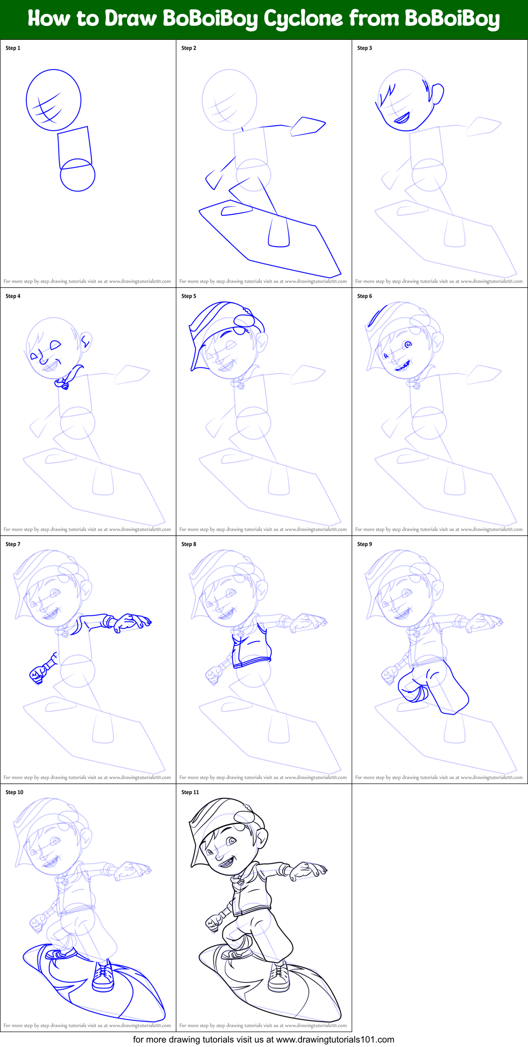 Learn How To Draw Boboiboy Cyclone From Boboiboy Boboiboy Step By S ...