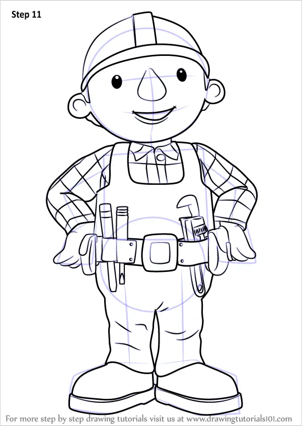 Step by Step How to Draw Bob from Bob the Builder : 