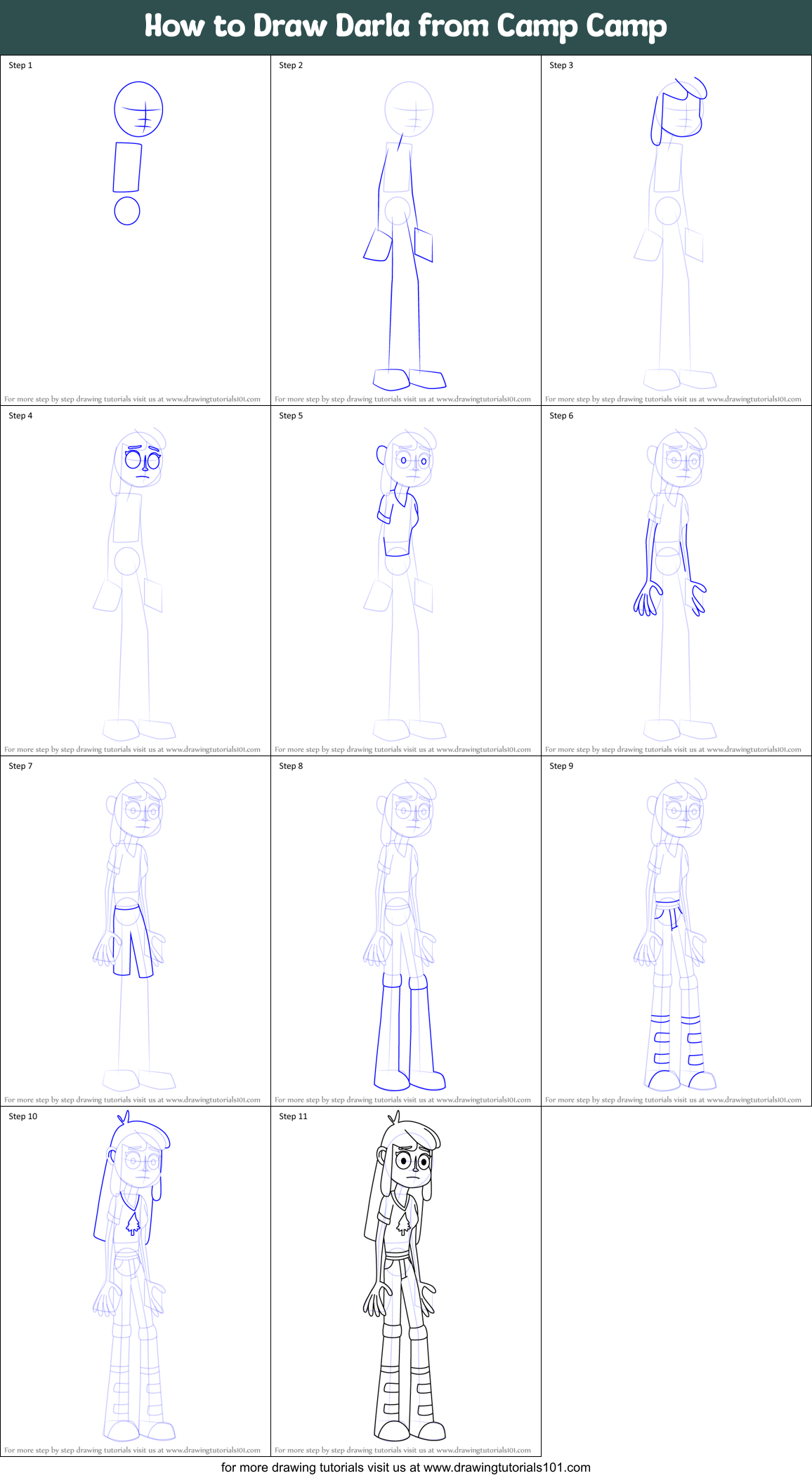 How to Draw Darla from Camp Camp printable step by step drawing sheet ...