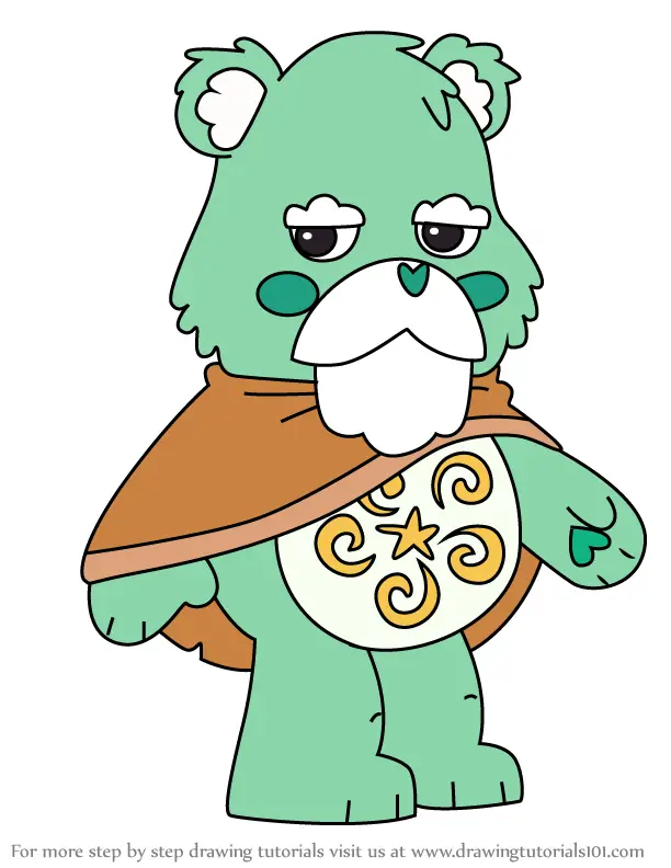 Learn How To Draw Watchful Bear From Care Bears Care Bears Step By