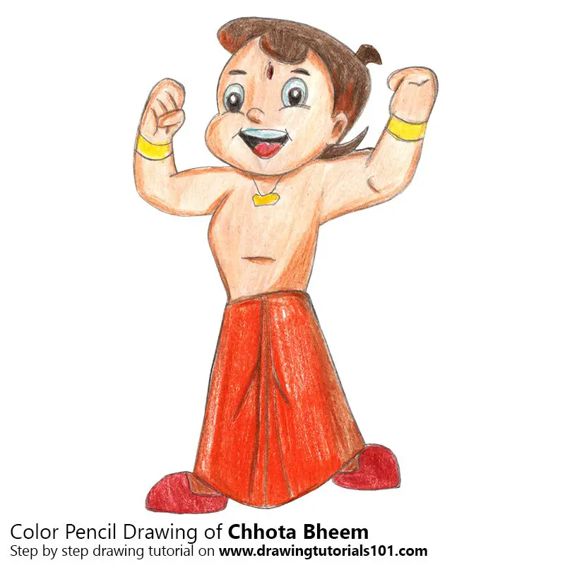 Bheem from Chhota Bheem Color Pencil Drawing