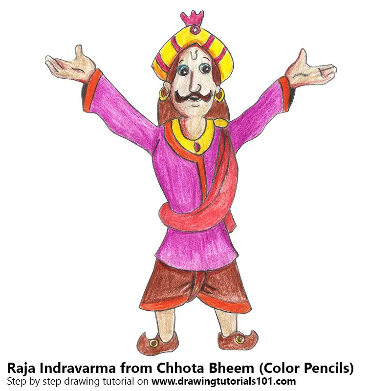 Raja Indravarma from Chhota Bheem Color Pencil Drawing