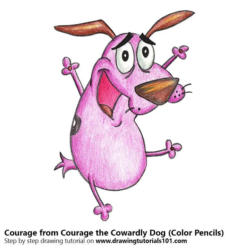 Courage from Courage the Cowardly Dog Color Pencil Drawing