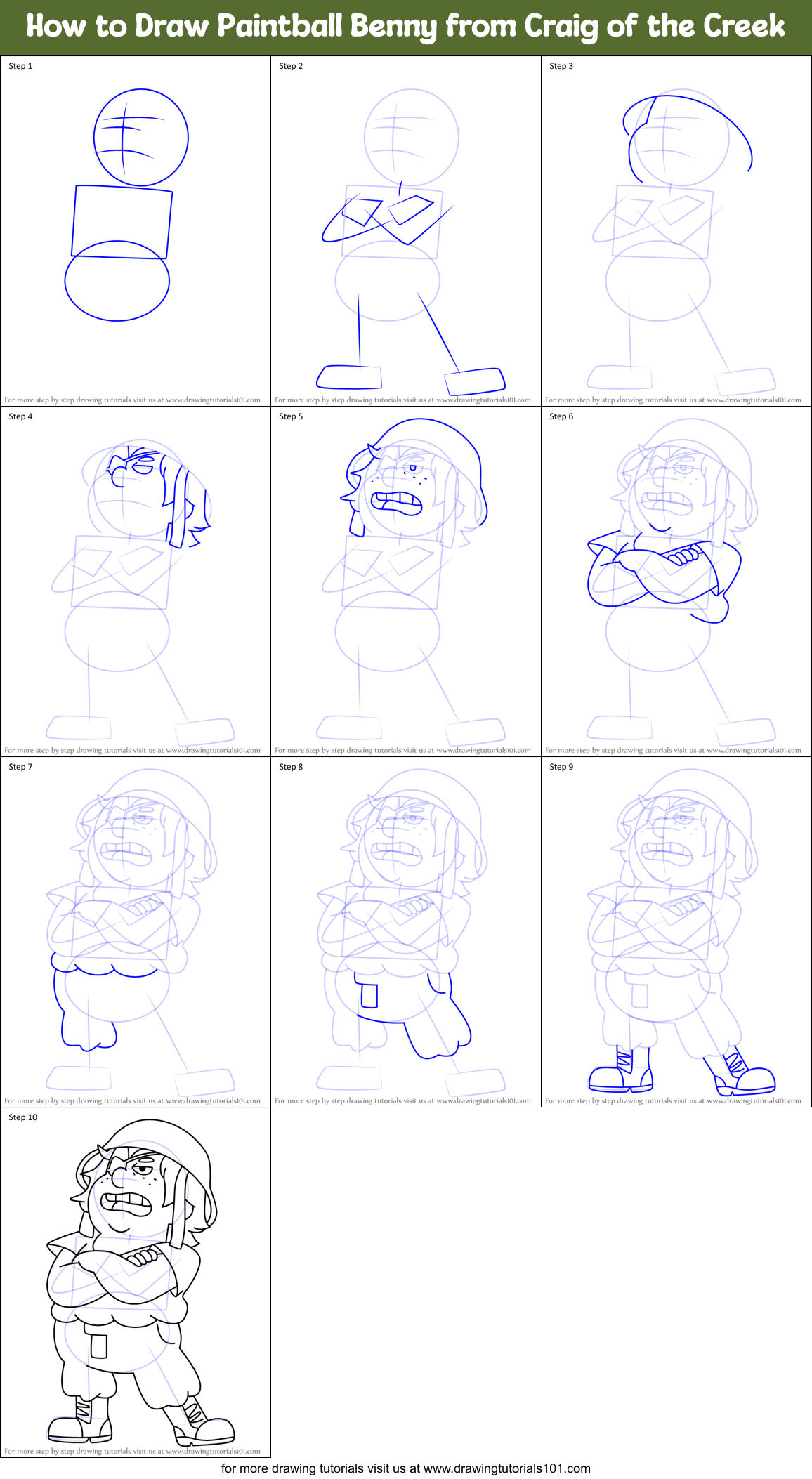 How to Draw Paintball Benny from Craig of the Creek printable step by ...