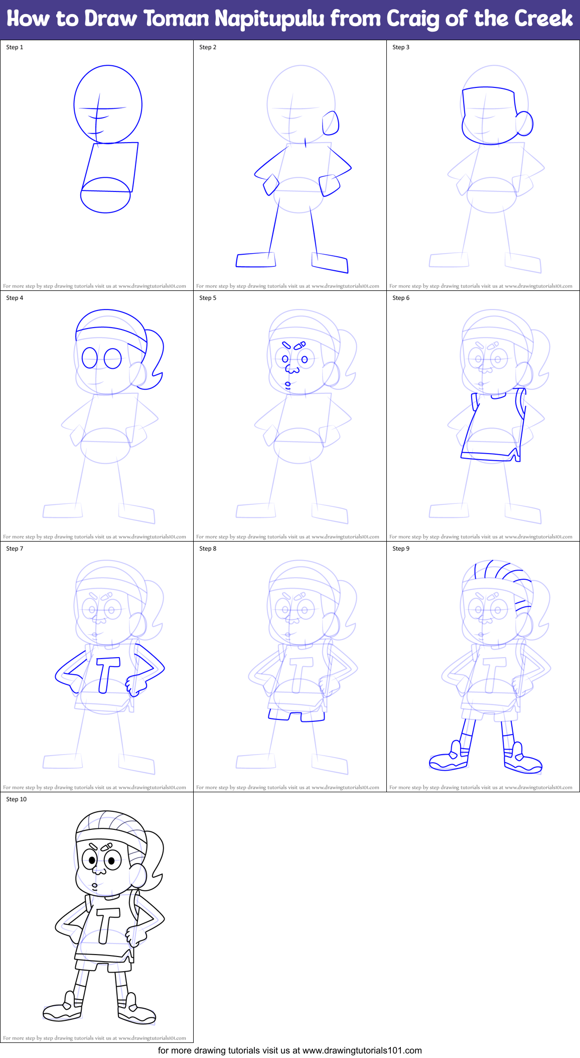 How to Draw Toman Napitupulu from Craig of the Creek printable step by ...