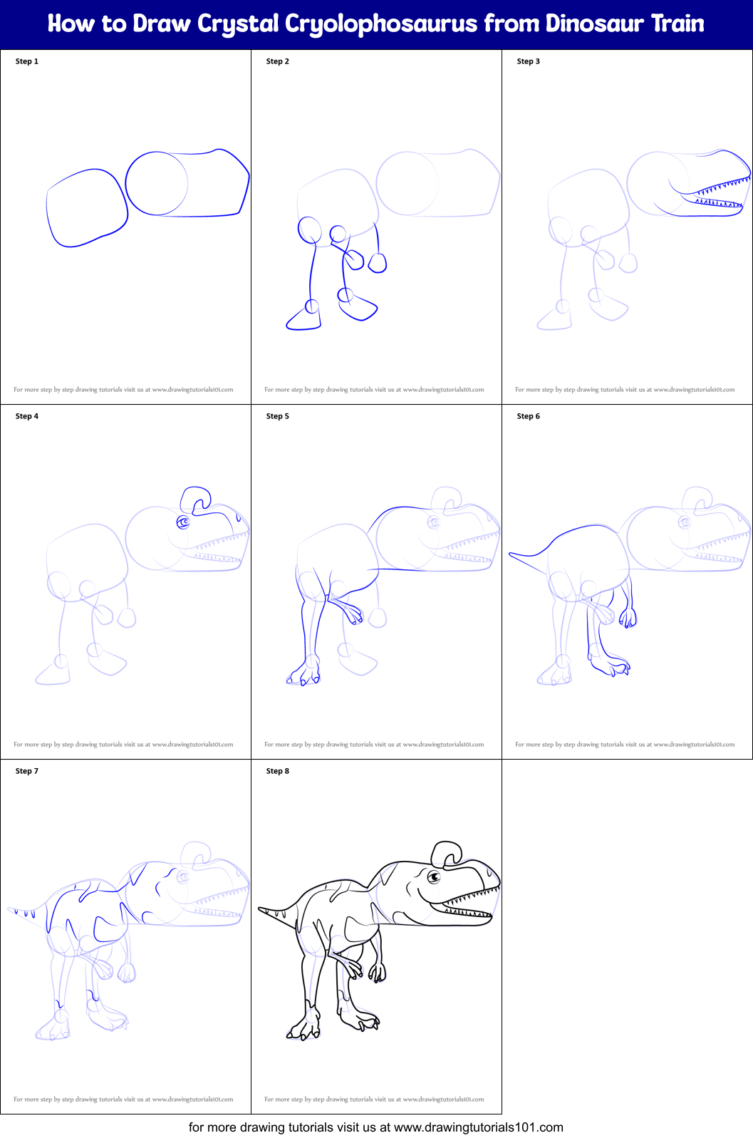 How to Draw Crystal Cryolophosaurus from Dinosaur Train printable step ...