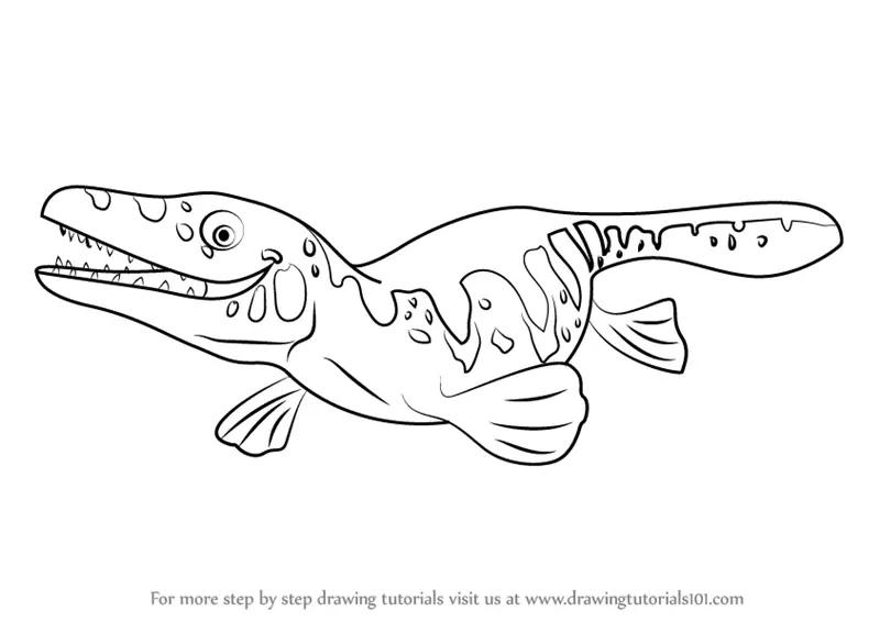 Step by Step How to Draw Maisie Mosasaurus from Dinosaur Train ...