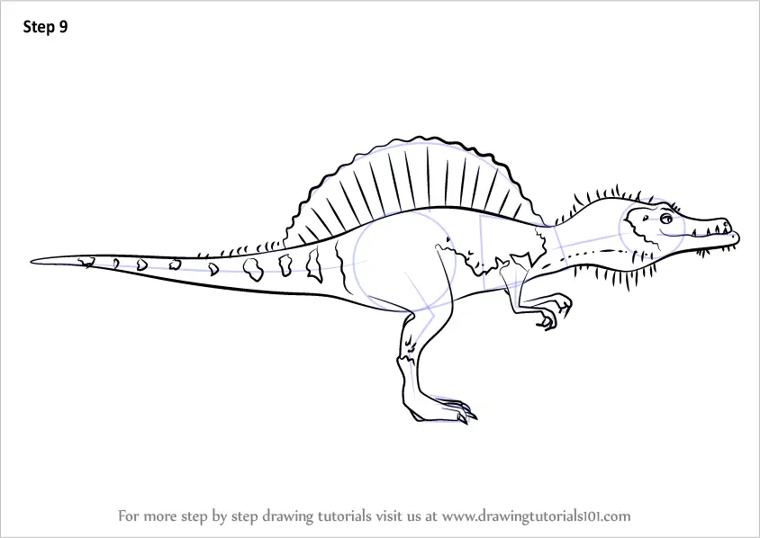 Step by Step How to Draw Old Spinosaurus from Dinosaur Train