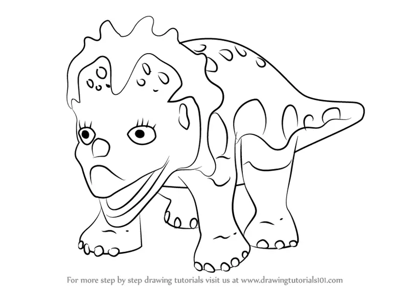 Step by Step How to Draw Stacie Styracosaurus from Dinosaur Train ...