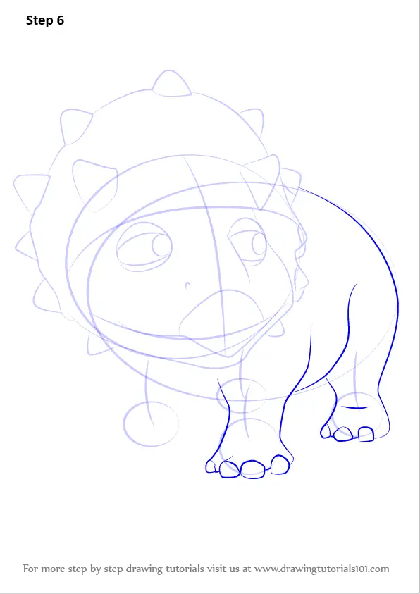 Step by Step How to Draw Tuck Triceratops from Dinosaur Train