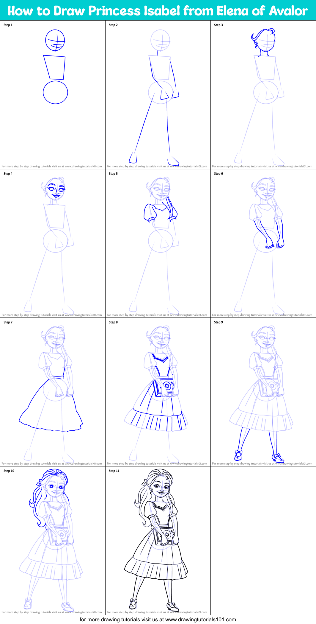 How to Draw Princess Isabel from Elena of Avalor printable step by step ...