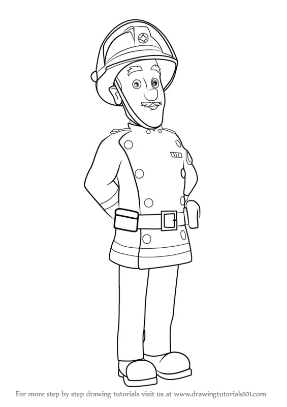 Step by Step How to Draw Chief Fire Officer Boyce from Fireman Sam