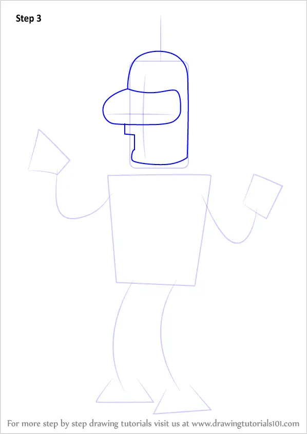 Learn How To Draw Bender From Futurama Futurama Step By Step